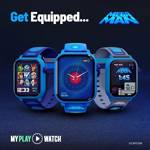 My Play Watch Mega Man Retro Gaming Smartwatch, Built from Mega Man™ 2 | Classic & Arcade Modes, No Wi-Fi or Bluetooth, Heart and Calories Tracking, Digital Watch, All Day Fitness, Includes 2 Bands thumbnail 2