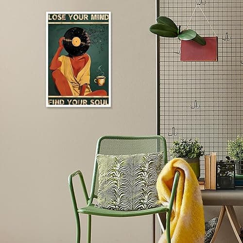 Vintage Lose Your Mind Find Your Soul Poster Mental Health Inspirational Quote Wall Art Abstract Broken Music Girl Prints Painting For Living Room Bedroom Office Wall Decor 12x16in Unframed thumbnail 7
