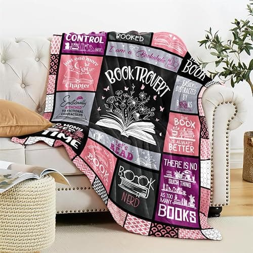 Stbyiz Book Lovers Gifts Blanket 60" x 50", Librarian Appreciation Gifts, Birthday Gift for Readers Women, Reading Blanket for Book Lovers/Nerds/Bookworm thumbnail 5