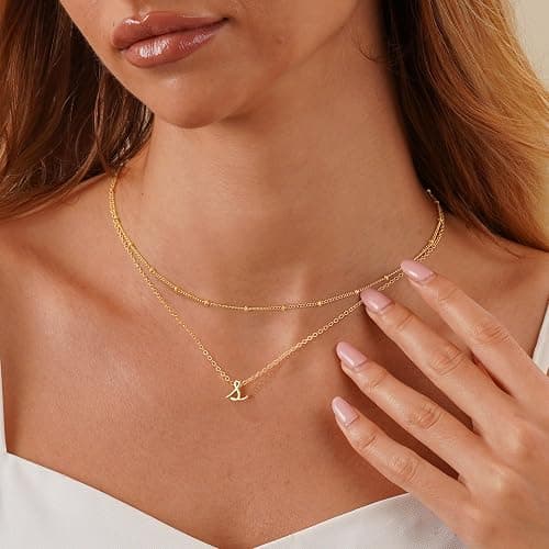 Yoosteel Christmas Gifts for Women Teen Girls - Layered Initial Necklaces for Women Dainty Gold/Silver Letter A-Z Stack Initial Necklace Personalized Birthday Gifts Stocking Stuffers for Teen Girls thumbnail 4