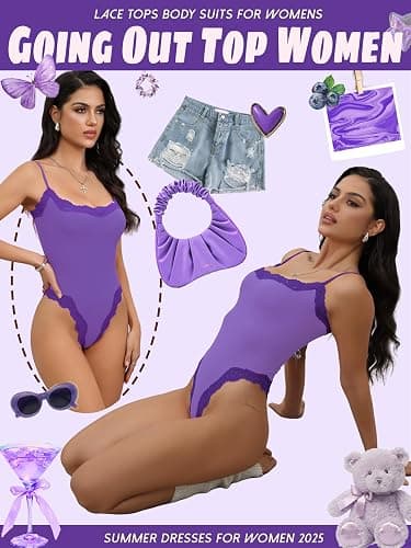 Starrylion Lace Body Suit Square Neck Tops for Women Sleeveless Spaghetti Strap Tank Top Bodysuits for Women Sexy Jumpsuit thumbnail 4