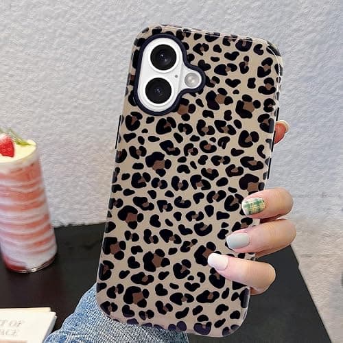 J.west Compatible with iPhone 16 Plus Case 6.7 inch with 2 Pack Tempered Glass Screen Protectors Cute Animal Leopard Hybrid Cover for Girls Women Aesthetic Protective Phone Cases Cheetah thumbnail 5