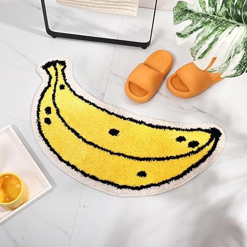 FROZZUR Banana Bath Mat, Bath Mats for Bathroom Cute Yellow Fruit Shaped Bathtub Rug Christmas Bathroom Tub Plush Shower Rugs Washable Non Slip - Image 1