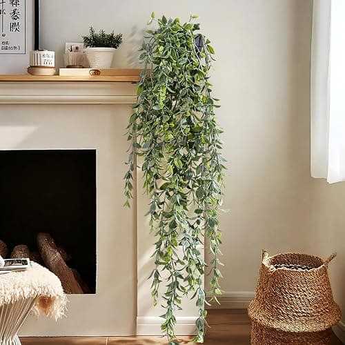 Yarmare Artificial Hanging Plant 2 Pcs Faux Plant Ivy Vine Faux Eucalyptus Vines Fake Potted Greenery for Wall Living Room Home Shelf Office Bathroom Outdoor Indoor Decor (Type 2) thumbnail 4