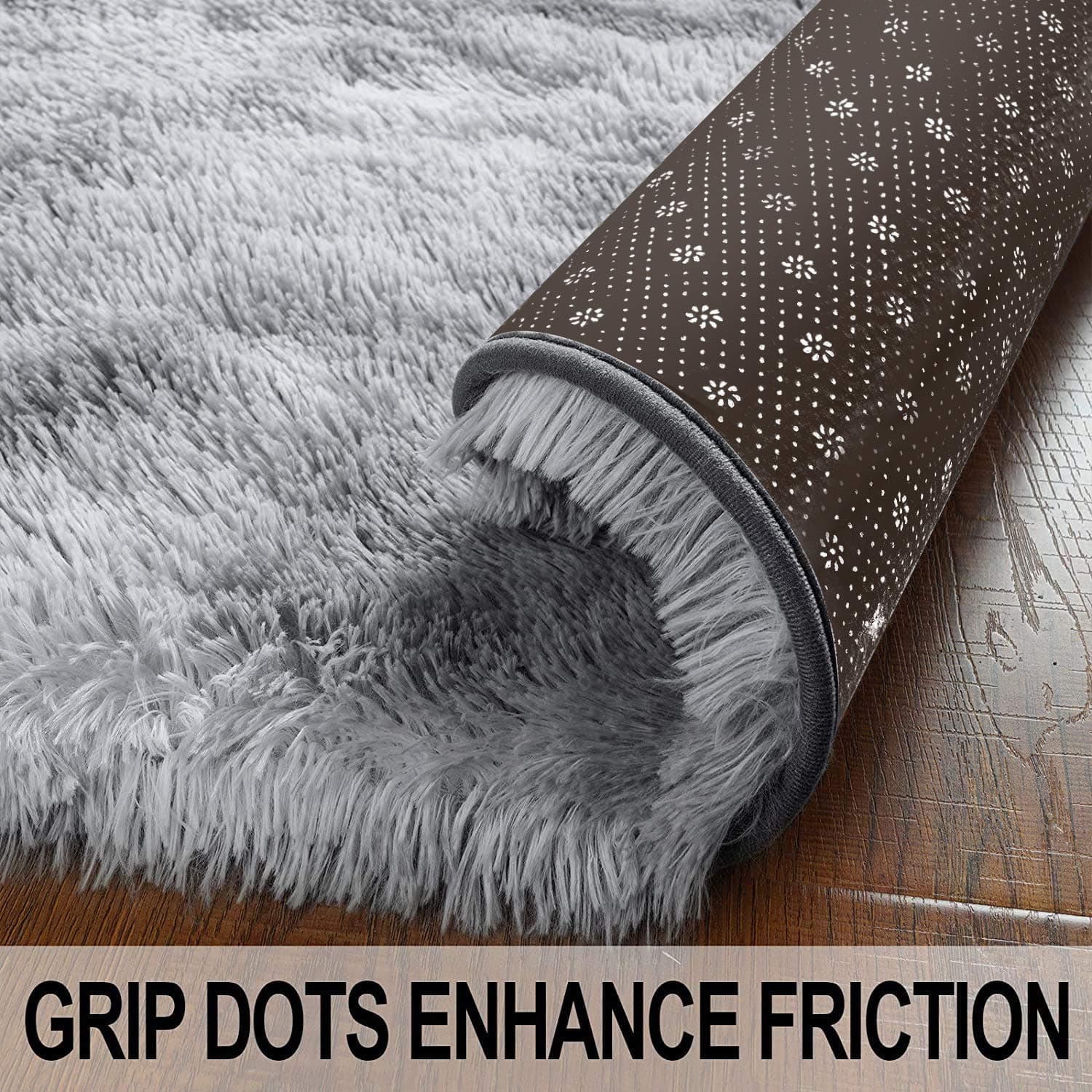 Super Soft Indoor Modern Shag Area Silky Smooth Fur Rugs Fluffy Rugs Anti-Skid Shaggy Area Rug Dining Room Home Bedroom Carpet Floor(Grey White, 120x160cm thumbnail 6