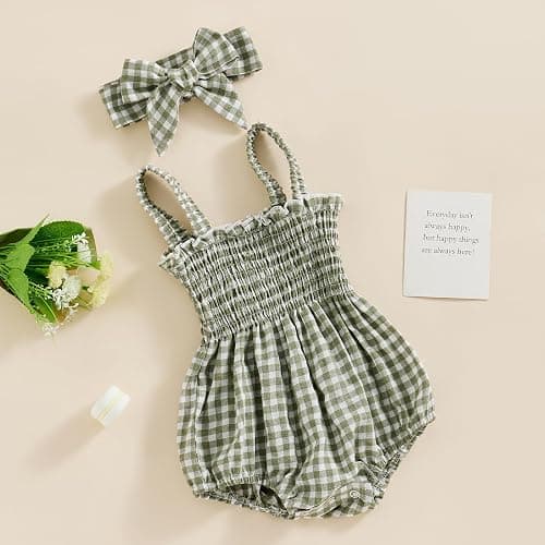 FOMOYUU Infant Newborn Baby Girl Ruffle Sleeveless Romper Summer Clothes Outfit with Cute Floral Print Jumpsuit thumbnail 3
