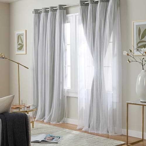 TOWN & COUNTRY LUXE Talia Double Layer Indoor Curtains, Sheer and Room Darkening Blackout, Grommet Top, Energy Efficient, 2-Pack Set, 52"W x 84"L (Pack of 2), Rose Blush - Rose Blush - 52"W x 84"L (Pack of 1) thumbnail 5