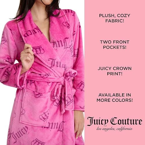 Juicy Couture Women's Super Soft Luxe Plush Shawl Collar Robe thumbnail 5