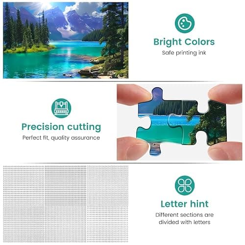 500 Pieces Puzzles for Adult Jigsaw Puzzle 500 Piece Puzzle Children Elderly Puzzle Mountain Forest Lake Puzzles Gift for Mom Dad Family Friend Family Activity Games Home Decor Wall Art 20.5x15IN thumbnail 4