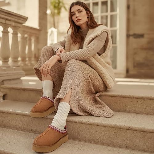 Women's Slippers Platform Mini Boots Short Ankle Boot Fur Fleece Lined House slippers Anti-Slip Boot For Outdoor thumbnail 2