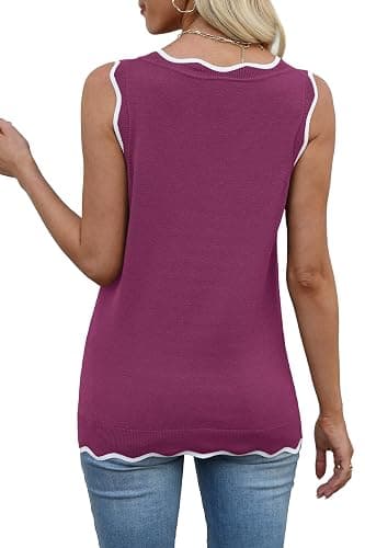 WIHOLL Tank Tops for Women Sleeveless Summer Tops Spring Fashion Lightweight Sweater Vest V Neck Business Casual Outfits thumbnail 5