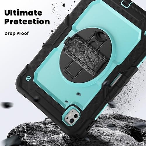 Loyrina for iPad Pro 11 inch Case 2025 (M5) 2024 (M4), with 360° Rotating Stand Hand/Shoulder Strap, Pencil Holder & Protective Shockproof Silicone Hard Tablet Cover, Blue thumbnail 3