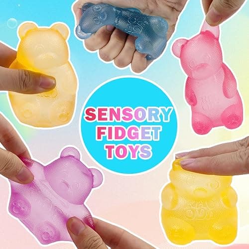 4 Pcs Stretch Bear & Sugar Ball Designs, Anxiety Relief & Focus Toy, Maltose Filled Squeeze Toys for Sensory Play，Sensory Fidget Toys for Adults, Kids, Slow Rising Squishy Stress Balls thumbnail 4