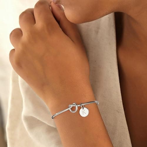 Turandoss Initial Bracelets for Women - Dainty Knot Letter A-Z Initial Bracelet for Women, Personalized Cuff Bangle Bracelet for Women, Jewelry for Women thumbnail 6
