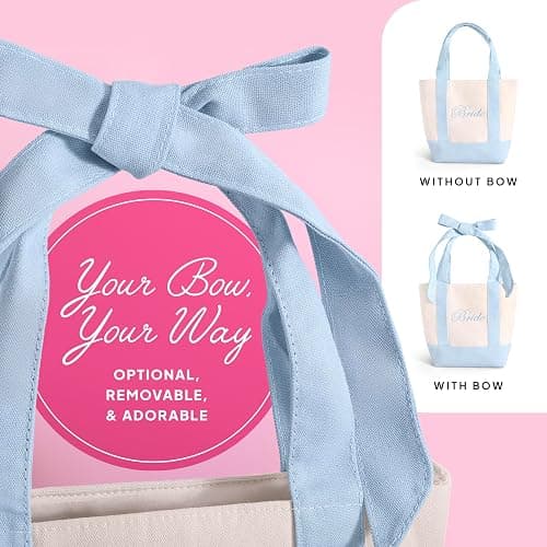 Chug Buddy Bride Tote Bag | Canvas Mini Tote Bag w/Bow | Bachelorette Gifts for Bride, Bride to Be Gifts for Bachelorette Party, Bridal Shower, Engagement Party Favor, Wedding Accessory thumbnail 3