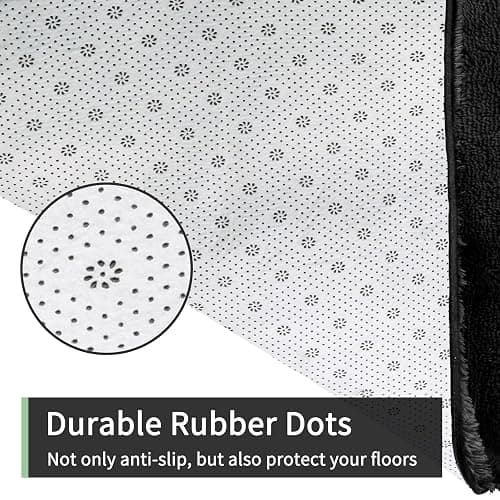 Sour Lemon 8x10 Area Rugs for Bedroom, Living Room Fluffy Rug, Large Area Rug Shag Shaggy Carpet Soft Plush Furry Bedside Rugs, Machine Washable Area Rugs for Kids Girls Boys Home Decor Anti Slip - Black - 8' x 10' (Rectangular) thumbnail 4