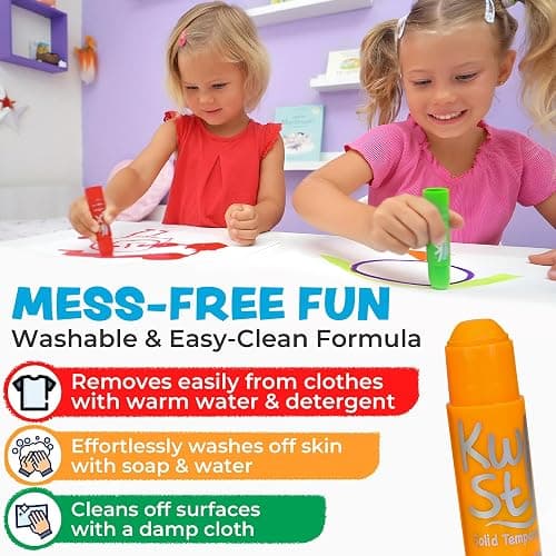 Kwik Stix Solid Tempera Paint Sticks, 24 Colors, Washable Paint Sticks for Kids, Non-Toxic, Quick Drying, Allergen Free, Comes in Classic, Metallic, & Neon Colors, Ideal for Kids and Toddlers thumbnail 4