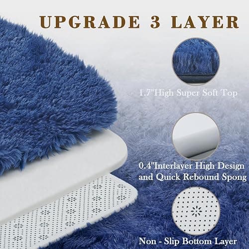 8x10 Area Rugs for Living Room Bedroom, Large Area Rug Shaggy Carpet Soft Plush Furry Bedside Rug, Rugs for Home Decor (Royal Blue, 8 x 10) thumbnail 2