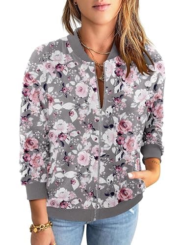 CRAZY GRID Women's Zip Up Jacket Casual Long Sleeve Sweatshirts Fall Coat Outerwear Windbreaker with Pockets S-XXL thumbnail 3