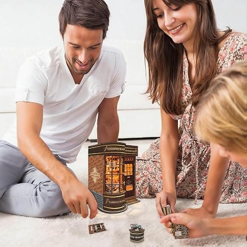 Book Nook DIY Miniature House Kit - Booknook Kit for Adults, Bookshelf Decor 3D Wooden Puzzle, Birthday Gifts for Book Lovers Women Friends - Magic Wand Shop thumbnail 7