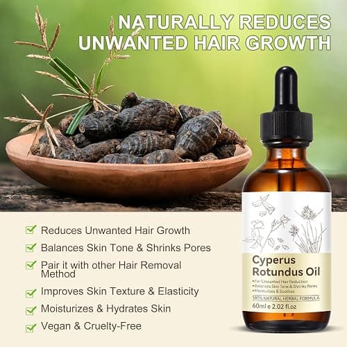 Cyperus Rotundus Oil, Cyprus Oil for Hair Removal, Natural Soothing and Gentle, Reducing Body Hair Growth, Smooth Skin & Hair Removal, 2.02 Fl Oz thumbnail 4