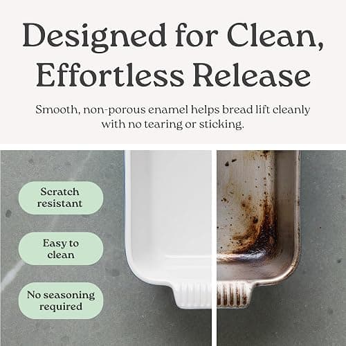 ROSSALLINI Signature Stoneware Loaf Pan | Non-Stick for Perfect Baking and Bread Making | 1lb Loaf Pan [Sage Green] thumbnail 5