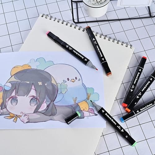 Dabo&Shobo 96 Color Alcohol Marker Pen, Bright Permanent Markers For Coloring, Markers For Adults Coloring Book, Wide Chisel And Fine Tip, Dual Tip Design Equipped with Black Suitcase thumbnail 2