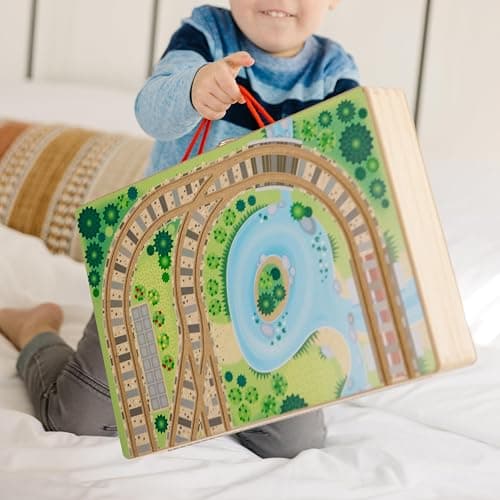 Melissa & Doug Take-Along Railroad Tabletop Playset with Wooden Train Toys, Animals & Scenery Play Pieces, Preschool Learning Toys for Girls & Boys 3+ - FSC Certified thumbnail 3