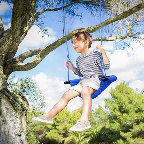 JKsmart 2 Pack Kids Swing Seat, Heavy Duty Rope Play Secure Children Swing Set, Toddler Swing Chair for Outdoor/Indoor/Playground/Home/Tree, with Snap Hooks and Swing Straps,440 lbs Capacity,Blue thumbnail 5