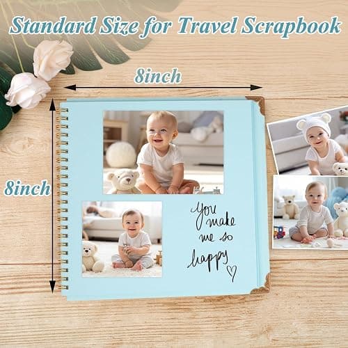 Joyberg Scrapbook 80 Pages, Scrapbooking Supplies 8 x 8 In, Scrapbook Album Suitable for Album Memory Book Wedding, Anniversary Family, DIY Craft Projects (Blue) thumbnail 3