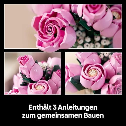 LEGO Botanicals Rosa Rosenstrauß - Set mit Kunstblumen für Erwachsene - 12 künstliche Rosen & 4 Zweige Schleierkraut als DIY Deko - Geschenkidee für Frauen - 10374 thumbnail 7