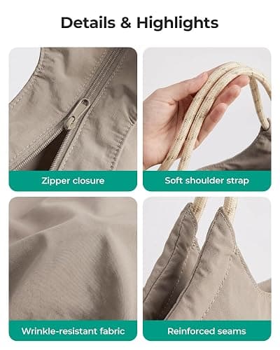 BAGSMART Tote Bag for Women, Travel Tote Beach Bag with Zipper for Gym | Packable Tote Bag for Travel, 12.5L Lightweight Tote Bag for Work, Beach Tote Pool Bag for Beach thumbnail 6
