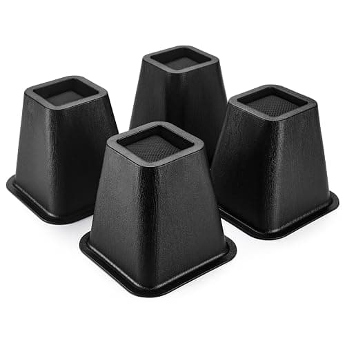 BTSD-home Bed Risers 6 Inch Furniture Risers for College Dorm Bed Sofa Table Couch Chair Bed Raisers Blocks 4 Pack Black - 4 pack - 6 Inch - Image 1