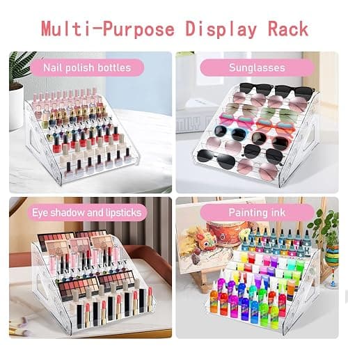 7 Layers Nail Polish Organizer Holder Rack, Clear Display Rack for Cosmetics Sunglasses Essential Oil, Stand Makeups Storage Case Eyeglasses Shelf Lipsticks Holder thumbnail 6