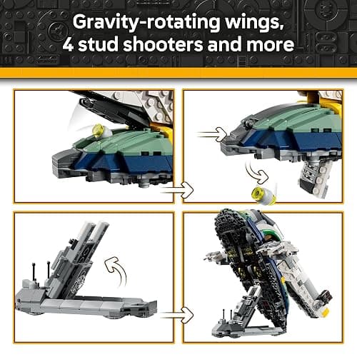 LEGO Star Wars: Attack of The Clones Jango Fett's Starship Building Toy - Pretend Play Set for Boys & Girls, Ages 9+ - Gift for Birthdays - Collectible Model Kit & Kids Room Decor - 75433 thumbnail 3