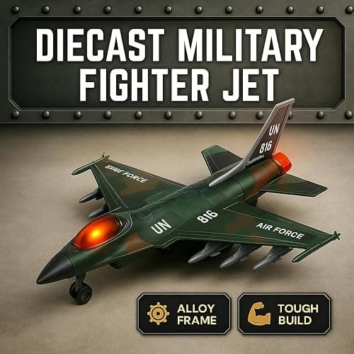 Diecast Fighter Jet Toy Military Falcon Replica Model - 1:400 Scale Airplane Pullback Metal Alloy Aircraft Vehicle with Flashing Lights and Sound thumbnail 5