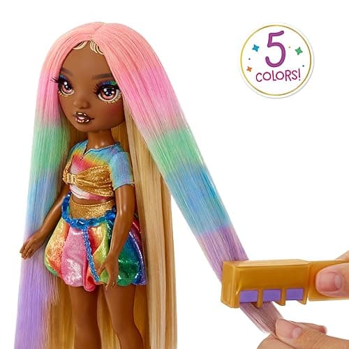 Rainbow High Hair Chalk & Style Meline – Rainbow & Gold 11” Doll. Washable Rainbow Hair Chalk, Color, Style, Play, Rinse & Repeat. Kids Gift 4-12+ thumbnail 4