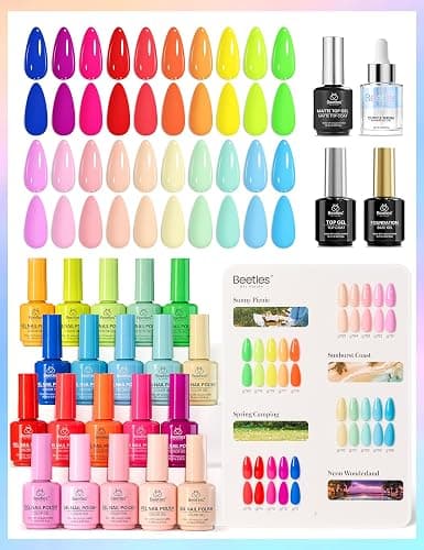 Beetles Neon Gel Polish Set, 20 Bright Colors 15ML Full Size | Candy Electric Collection, Neon Pink Green Blue Red Colors Gel Set with Base Top Coat UV LED Lamp Salon DIY Nails Gifts thumbnail 5