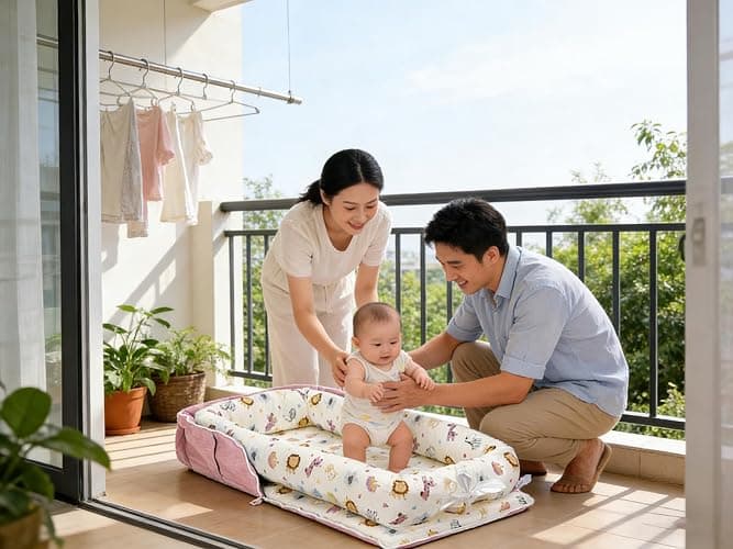 Loevin Baby Lounger for Newborns & Infants 0–24 Months, 100% Cotton Breathable Infant Support Cushion with Adjustable Size, Portable Baby Nest for Home and Travel, Baby Shower Gift (Animal World Pink) thumbnail 6