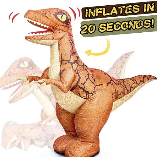 TOPMVP 2.4GHZ Remote Control Inflatable Dinosaur Toy for Kids,Electric Toy Dinosaur with Sound & 360°Rotation,Walking Rechargeable Outdoor Toys for Boys Kids Age 6+ Birthday Gift thumbnail 4