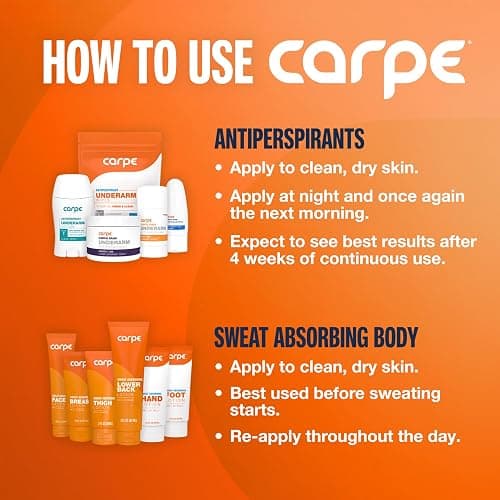 Carpe Sweat Absorbing Underarm, Hand & Foot Lotion Bundle, Head to Toe Sweat Protection for Hands, Feet, and Underarm, Dermatologist Recommended thumbnail 6