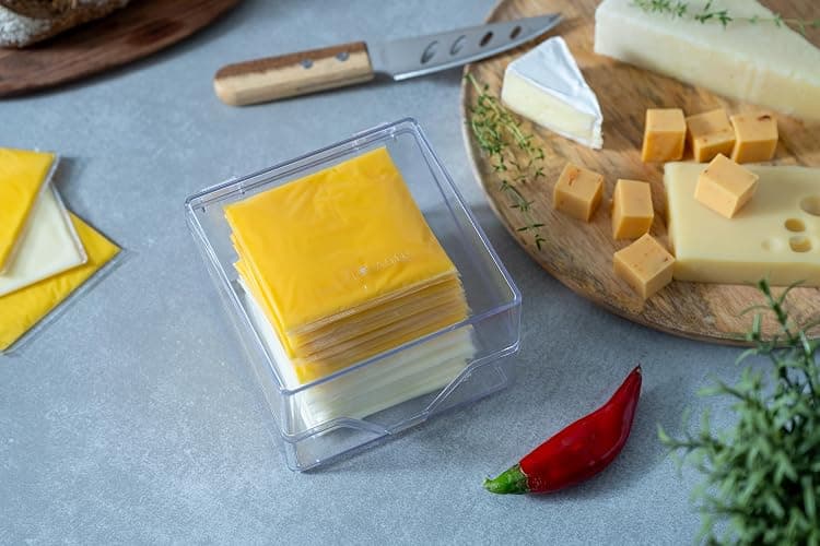 Pikanty American Sliced Cheese Holder | Airtight Storage Container for Fridge | Hinged Lid | Dishwasher Safe | Holds 24 Slices | Made in USA thumbnail 6