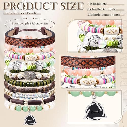 Nosiny 10pcs Therian Bracelets Fairy Grunge Stacking Leather Beaded Stretch Bracelet Therian Pride Symbol Accessory Gift thumbnail 3