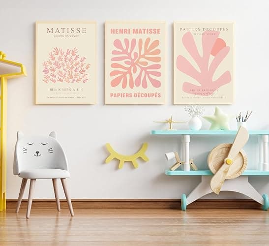 libitea 3 pcs Pink Coral Canvas Wall Art Abstract Minimalist Light Pink Preppy Wall Decor Pink Flower Market Poster Printing Artwork for Girls Room Dorm Bedroom Living Room Home Decoration thumbnail 5