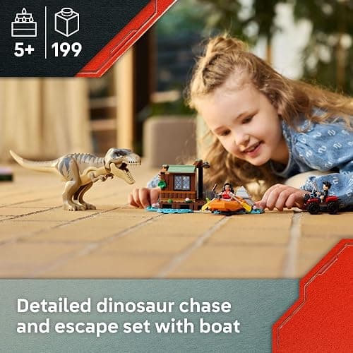 LEGO Jurassic World T. rex River Escape - Dinosaur Toy for Kids, Boys, and Girls, Ages 5-7 - Jurassic World Toy Boat Minifigures - Creative Dinosaur Gift for Movie Fans - 76975 thumbnail 3