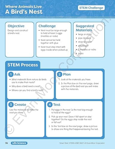 Evan-Moor Smart Start STEM Workbook, Grade 1, Science, Technology, Engineering, Math, Hands On Activities, Problem Solving, Critical Thinking, Fine Motor Skills, Sequencing, Animals, Homeschool thumbnail 8