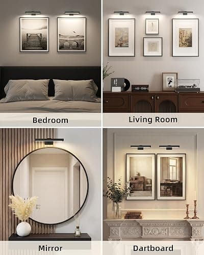EZVALO Picture Light for Wall, Rechargeable 2400mAh Battery Lights Wireless with IR Remote, 3 Color & Dimmable Magnetic 7.8'' LED Lights Display for Painting, Living Room, Gallery, Bedroom(Black-3P) thumbnail 8