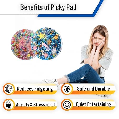 Generic Picky Pad 2 Pcs - Multicolor Fidget Pads, Fidget Toy for Skin Picking, Trichotillomania & Dermatillomania, ADHD Pick Pad, Sensory, Adult thumbnail 4