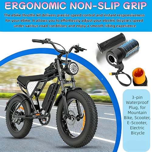 Full Twist Throttle, for Ridstar Q20 Ebike 12V-72V, 3 pin Waterproof Plug, 22.2mm Handlebar, for Mountain Bike, Scooter, E-Scooter, Electric Bicycle thumbnail 5