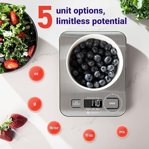 Etekcity Food Kitchen Scale, Digital Grams and Ounces for Weight Loss, Baking, Cooking, Keto and Meal Prep, LCD Display, Medium, 304 Stainless Steel thumbnail 3